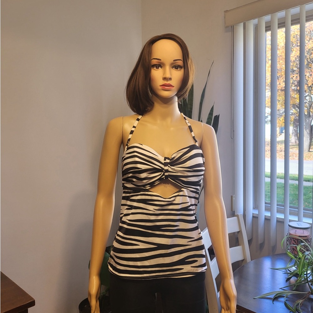 Victoria's Secret Black and White Zebra Swim Top